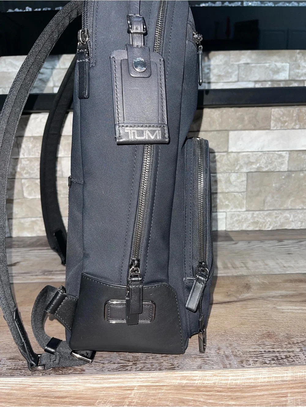 Tumi Harrison Warren Backpack Black Leather/Nylon Unisex. Branded